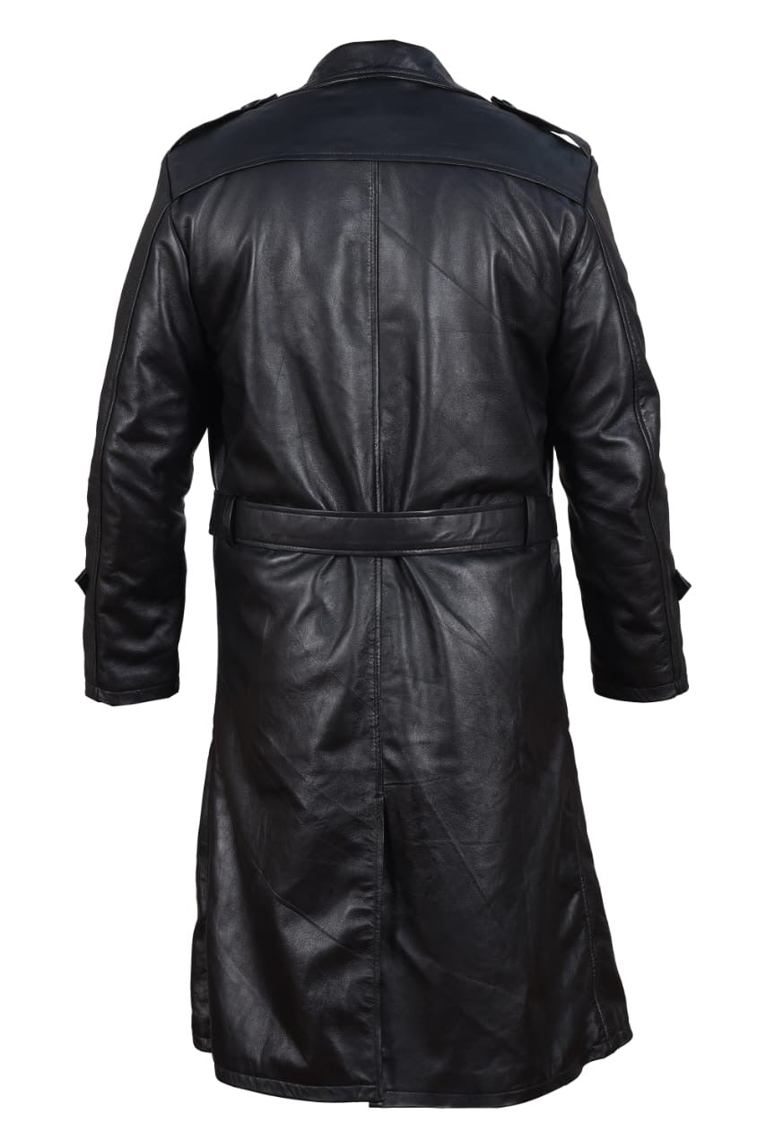 Men long leather lamb skin-belt