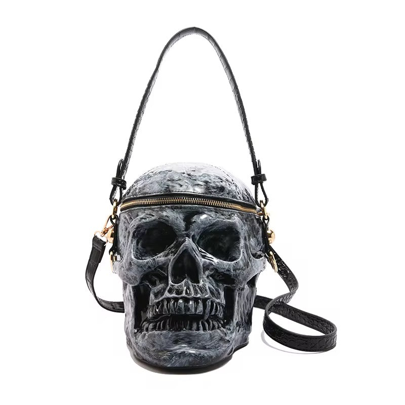 skull crossbody bag -silver