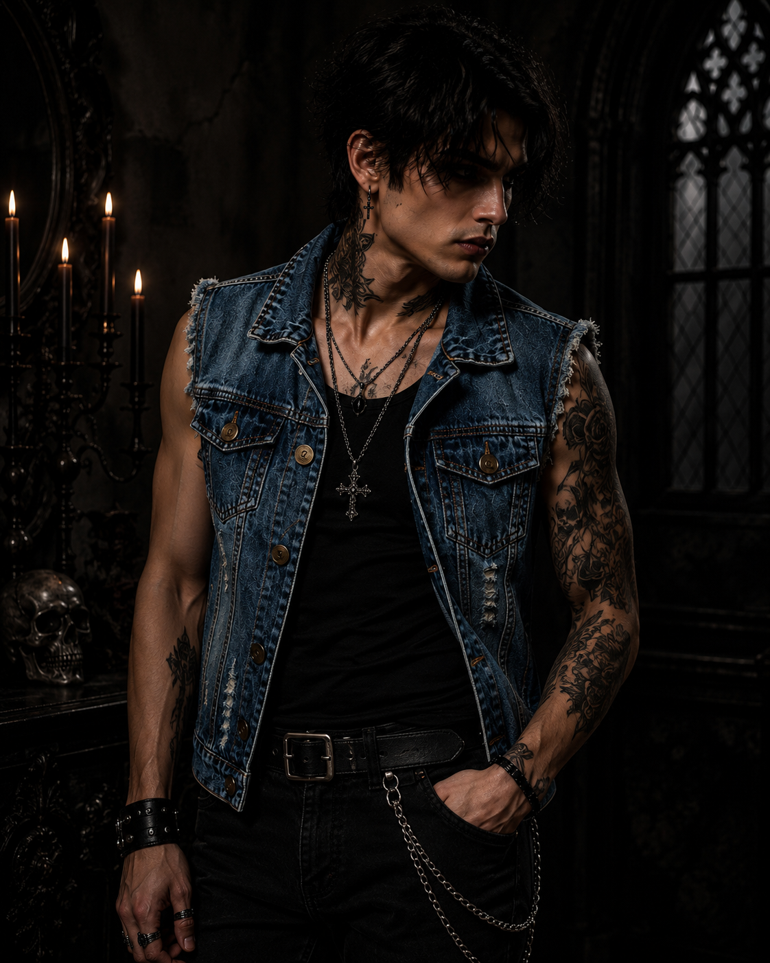 Ripped denim vest