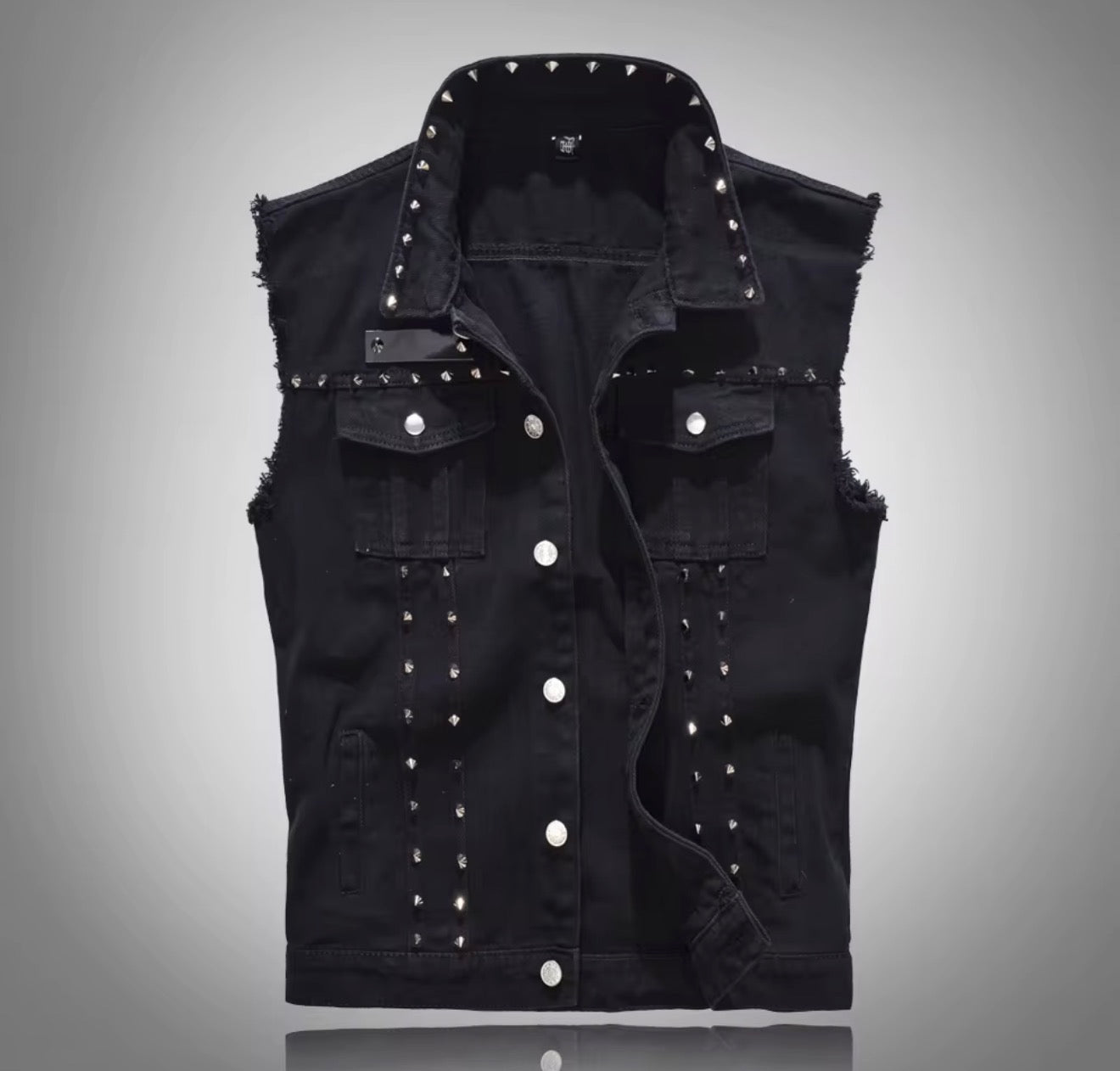 Spike denim vest