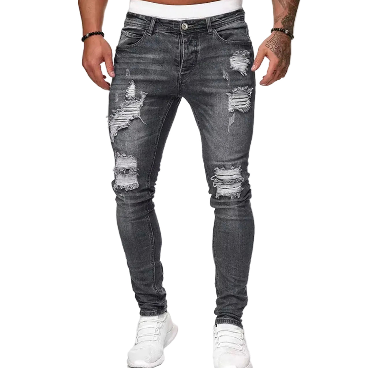 Casual slim-fit denim jeans grey