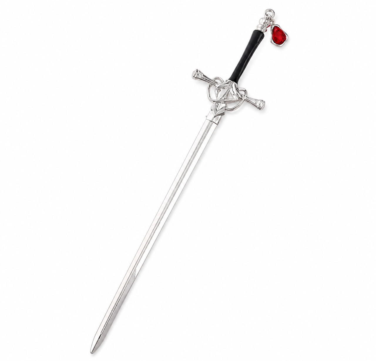 Sword hair pin- silver red