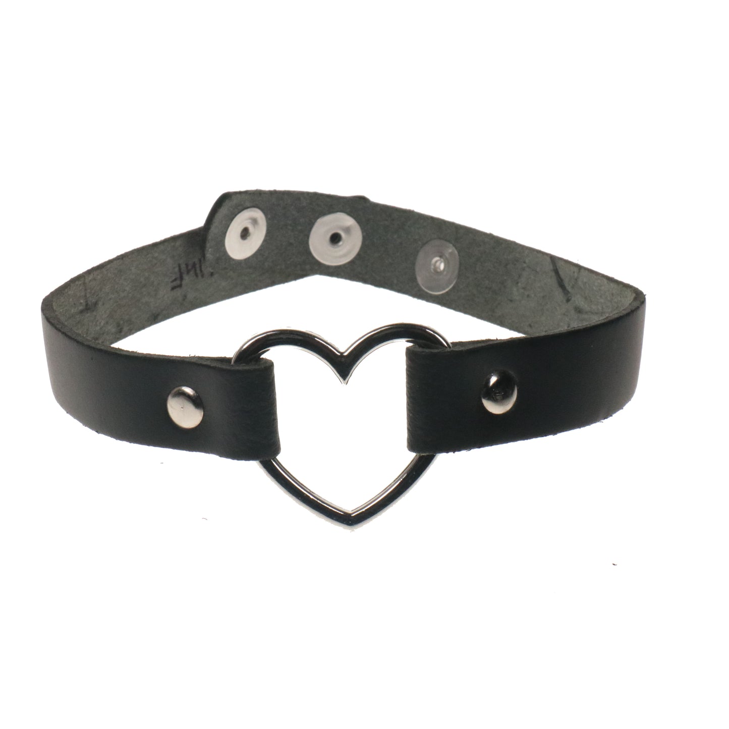NB314F- 1 ROW HEART FITTING LEATHER NECKBAND BLACK