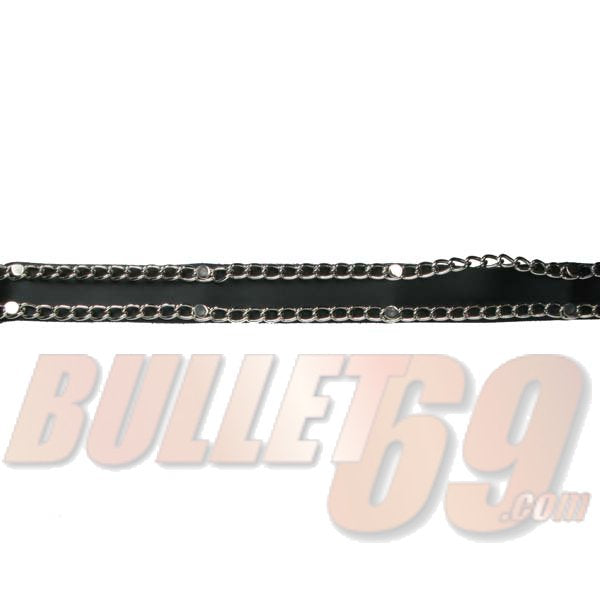 B153-Small Rings w/Chains Belt Leather Belt / Sid Belt - Black