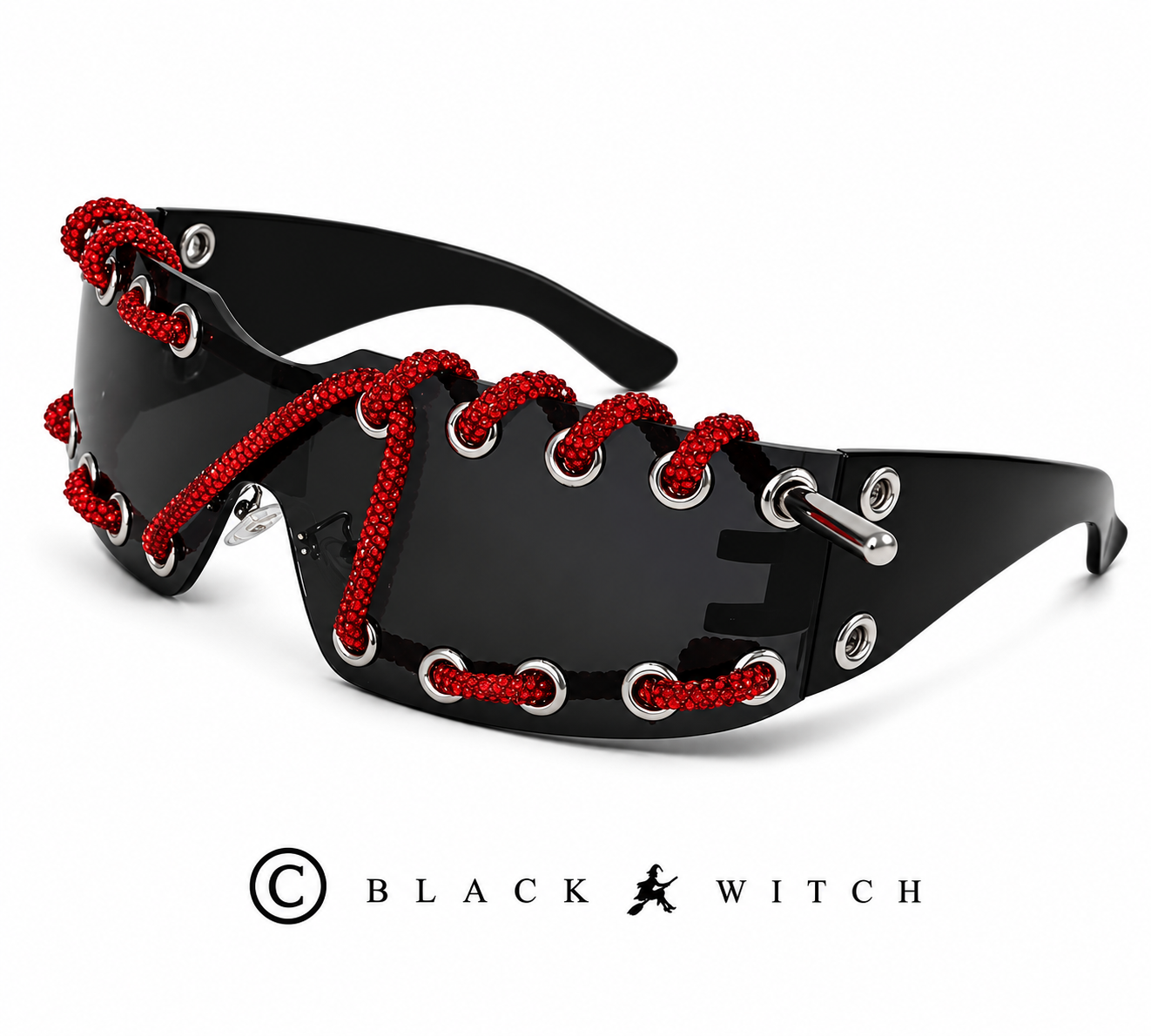 cyberpunk sparkle sunglasses-red