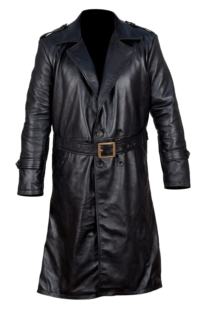 Men long leather lamb skin-belt