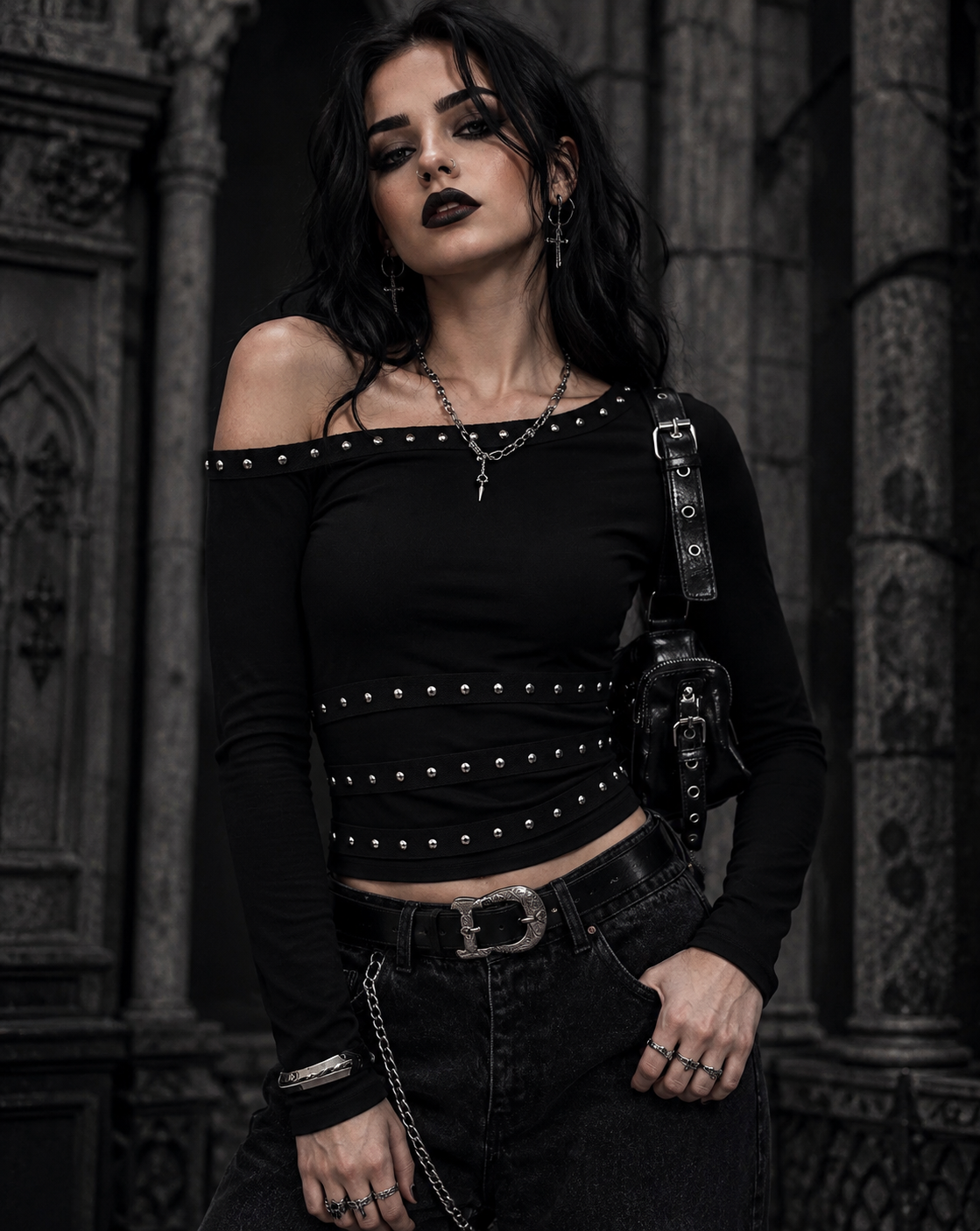 Y2K studded blouse