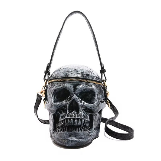 skull crossbody bag -silver