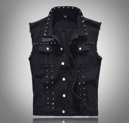 Spike denim vest