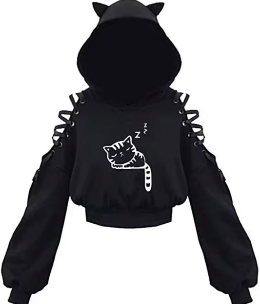 Hoodie kawaii cat ears-D
