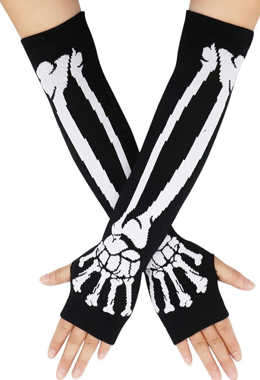 Skull fingerless gloves