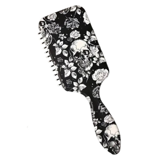Hair brush skull&floral