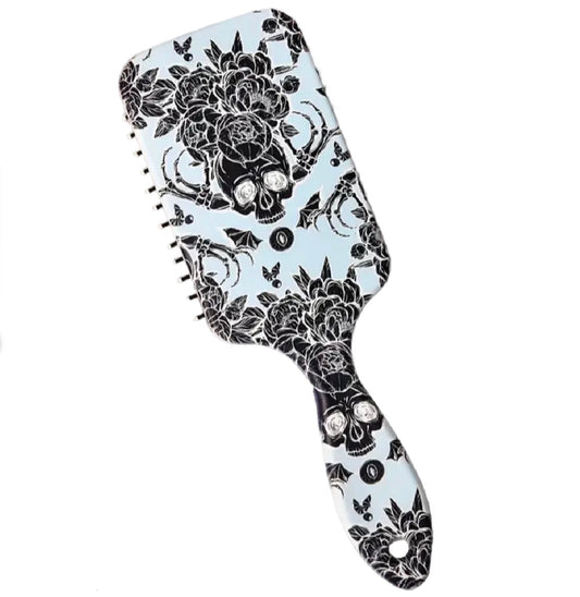 Hair brush skull&floral