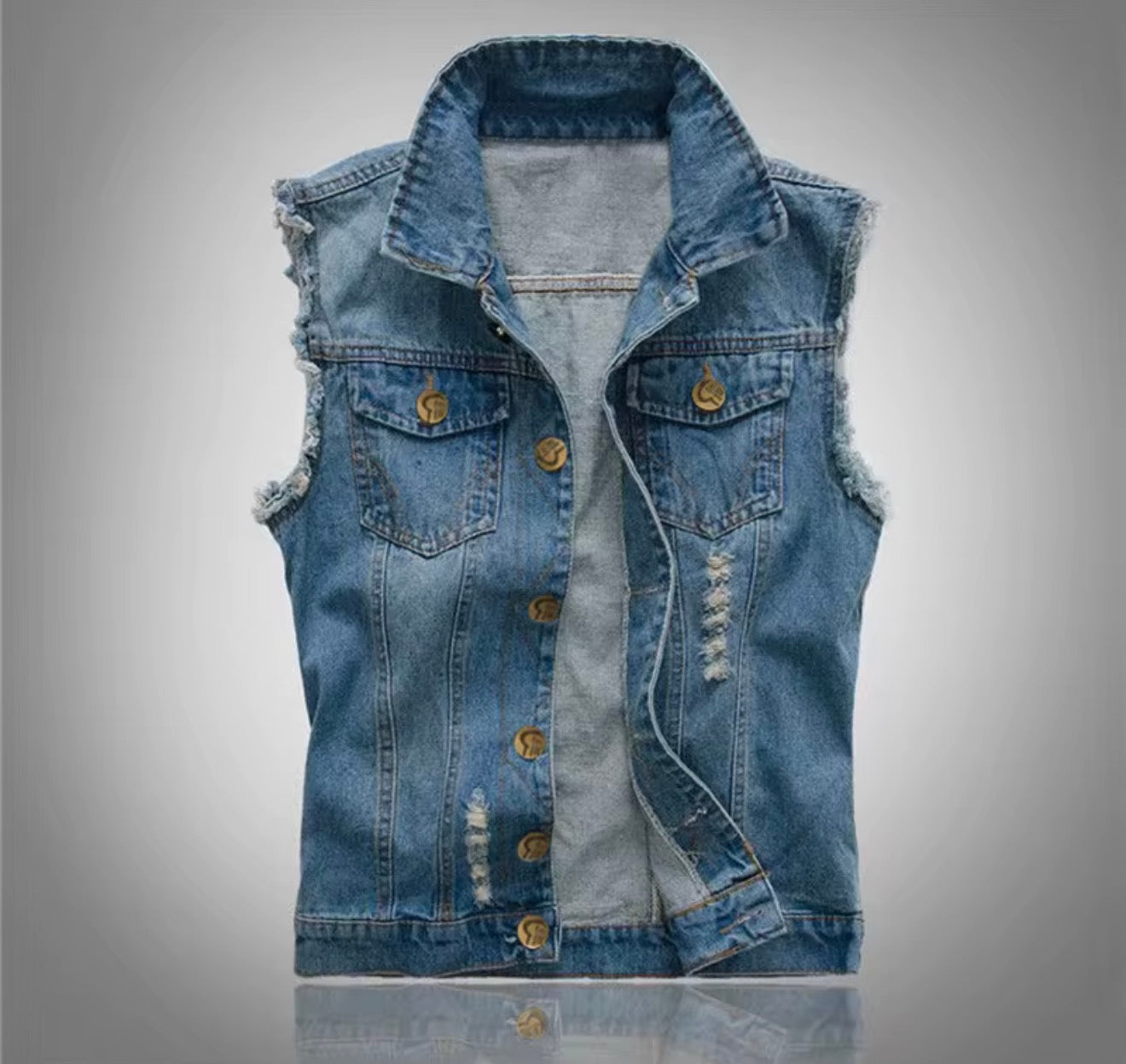 Ripped denim vest