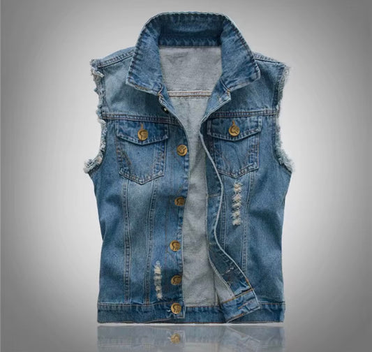 Ripped denim vest