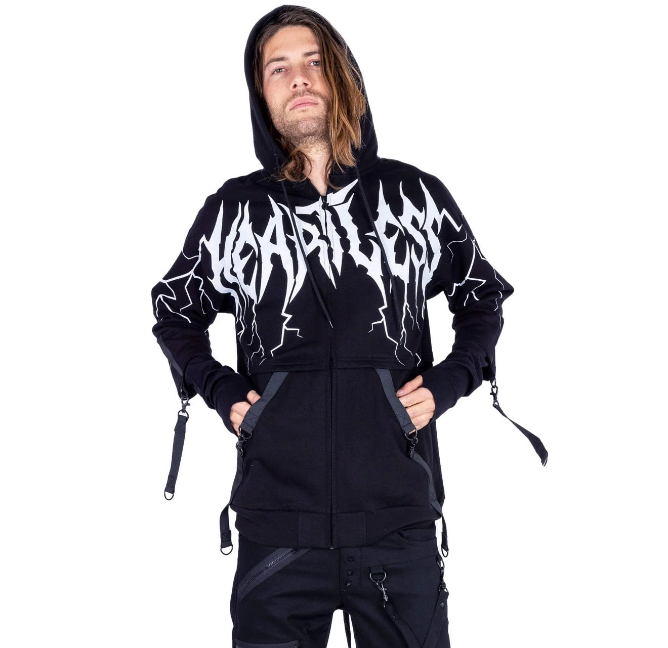 HEARTLESS LIGHTNING HOOD - BLACK/WHITE