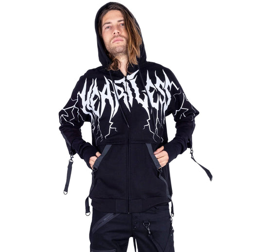 HEARTLESS LIGHTNING HOOD - BLACK/WHITE