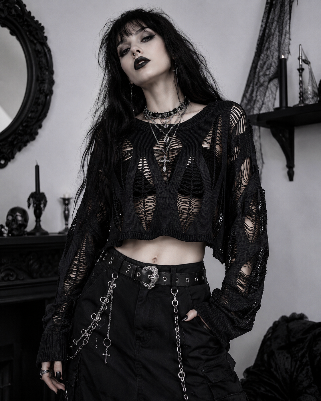 Midnight knit crop- one size