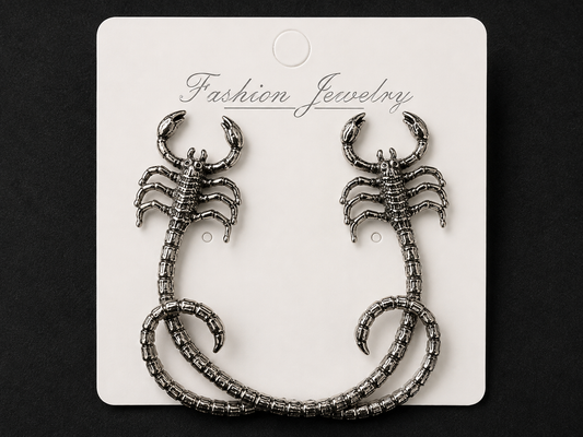 Silver scorpion ear clips