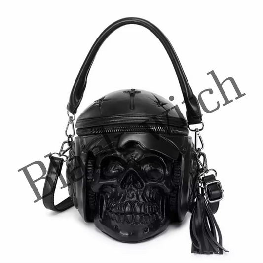 Star & skull shoulder bag-black