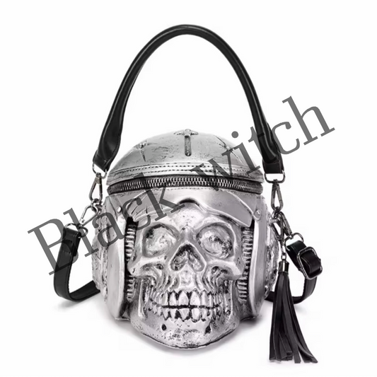 Star & skull shoulder bag- silver