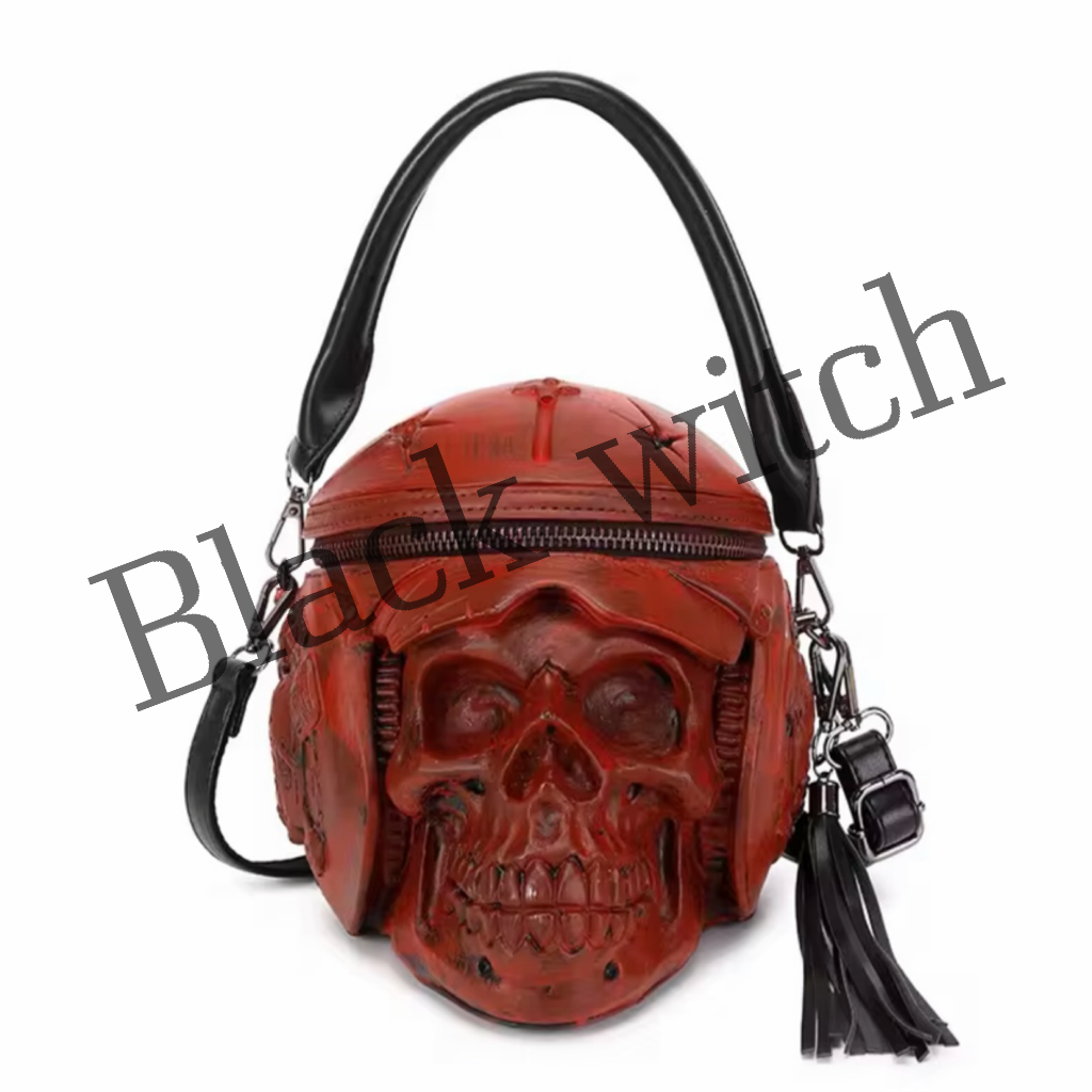 Star & skull shoulder bag- red
