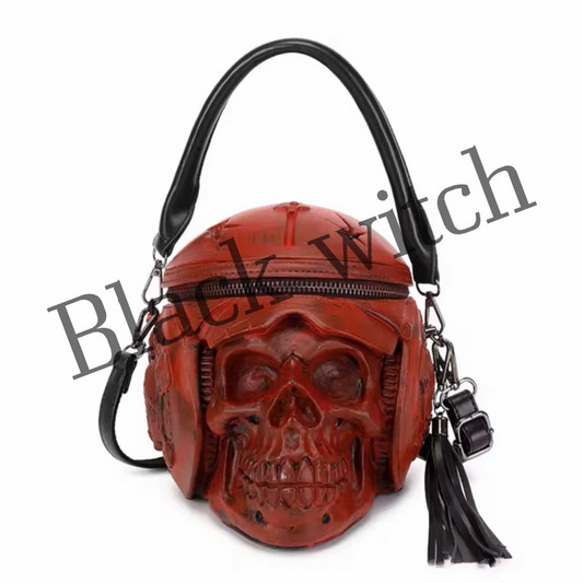 Star & skull shoulder bag- red