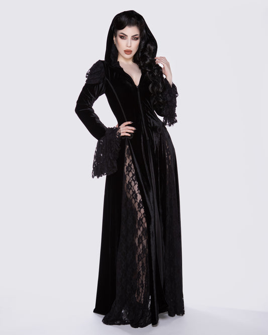 Danika dress black velvet black lace
