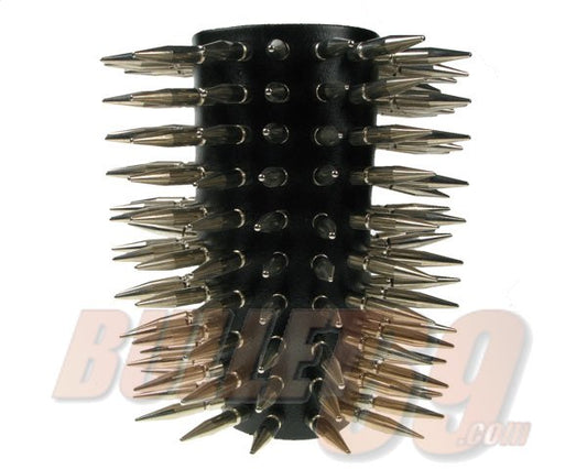 WB461-11 ROW LARGE SPIKE LEATHER ARMBAND/LEATHER GAUNTLE