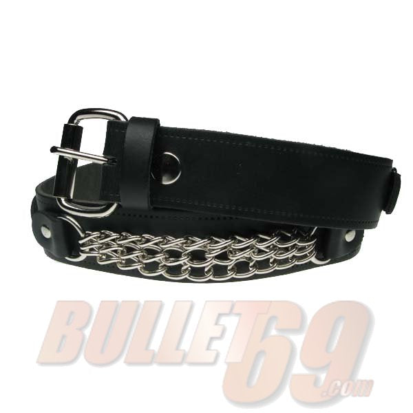 B737-3 chain attached Leather Belt Sid Belt - Black