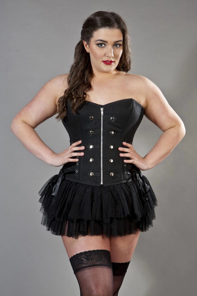Rock overbust corset in black twill