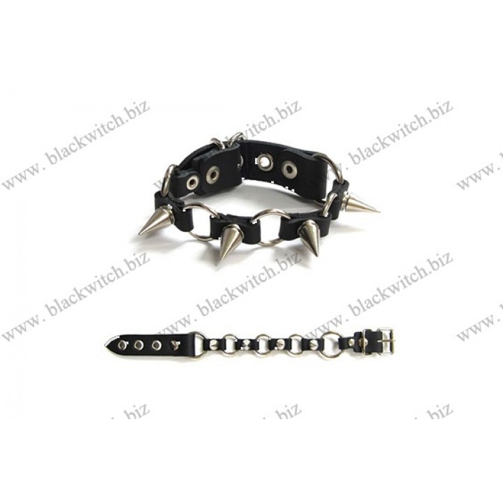 Lederen armband ringen en spikes