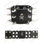 Leather bracelet with skulls and spikes 6cm